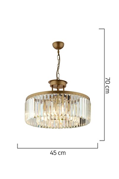 Apliqa Kanvas 45'Lik Eskitme Kristalli Taşlı Modern Tasarım Kristal Salon Avize