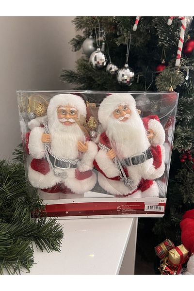 Ayd Home 2 Pieces Santa Claus 23 Cm Red New Year Christmas Christmas Decor Tree Ornament New Year Bearded Home Christmas