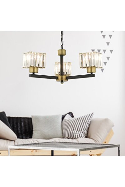 Apliqa Britney Eskitme 3 Lü Kristalli Taşlı Modern Tasarım Kristal Salon Avize