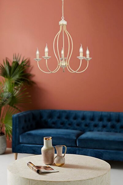 Apliqa Loki 5Li Beyaz Silme Modern Yatak odası Salon Avize