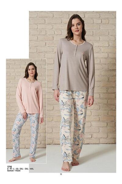 Pijadore PIJADORE 1716 ROZE ŽENSKI PIZAMA SET SA DUGIM RUKAVIMA