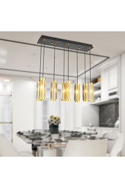 Apliqa NATALİ 8Lİ SIRALI GOLD SARKIT SALON- YEMEK MASASI AVİZE