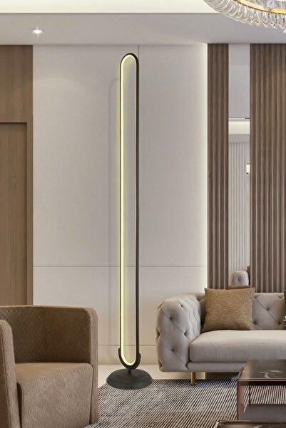 Apliqa Zümra Siyah 70 Watt Modern Tasarım Ledli Metal Lambader