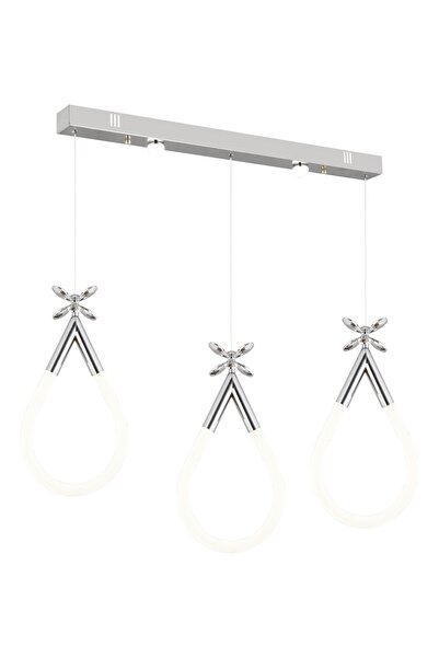 Apliqa Vojens 3'lü Sıralı 40 Watt Krom Ledli Kelebek Detaylı Modern Koridor, Yatak Odası Salon Sarkıt Led A