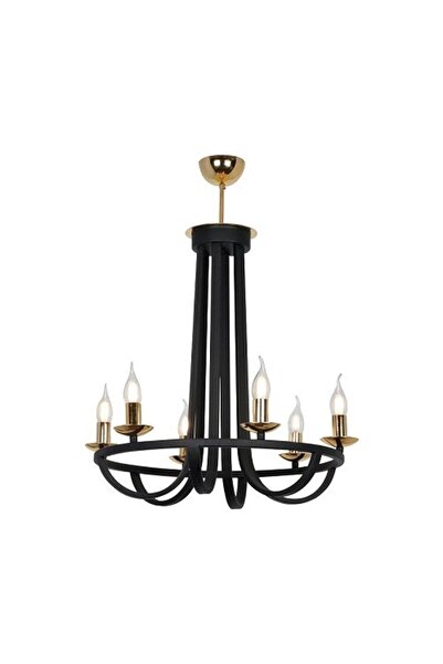 Apliqa Penelope Siyah 6 Lı Modern Genç Odası Yatak Odası Retro Salon Avize