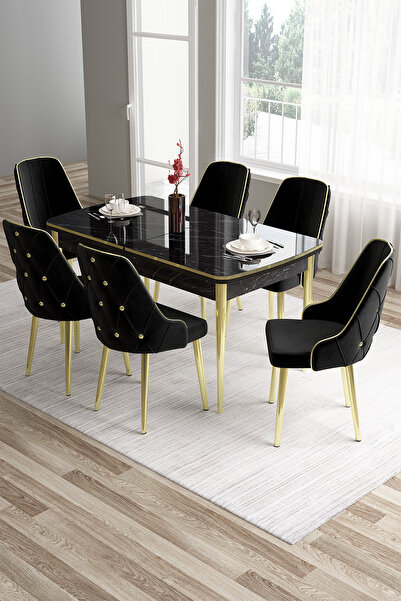 Canisa Concept Tia Serisi, Barok Ahşap Desen 80x132 Açılabilir Mdf Yemek Masa...