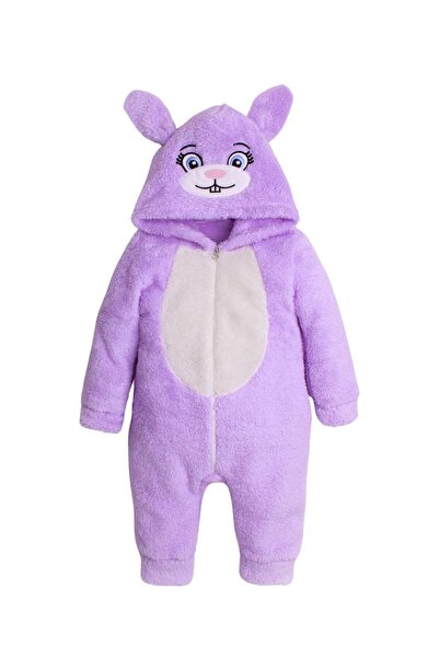 Chicsy Baby Kışlık Tatlı Peluş Kapüşonlu Tavşan Nakışlı Bebek Çocuk Welsoft T...