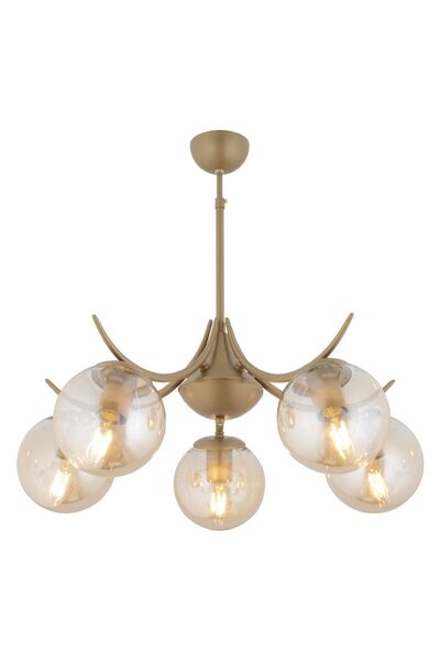 Apliqa Germaine 5'li Yuvarlak Eskitme Bal Camlı Modern Oturma Odası Salon Avize