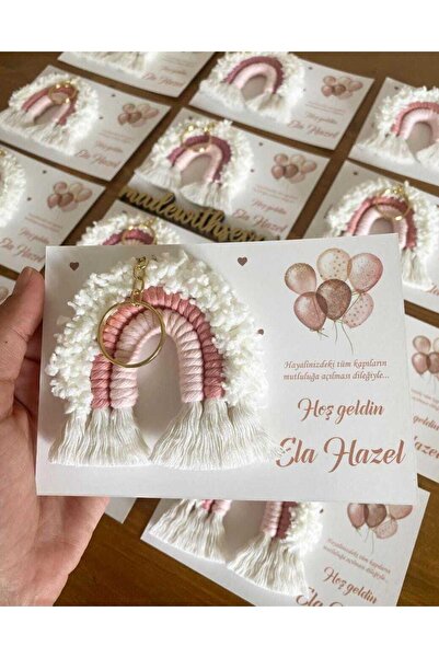 FN 20 Adet Makrome Gökkuşağı Hediyelik Anahtarlık Doğum Hediyeliği