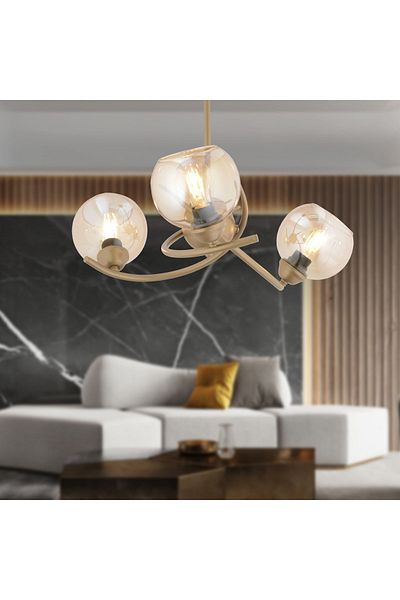 Apliqa Pireal 3-Piece Round Antique Honey Glass Modern Living Room Living Room Chandelier