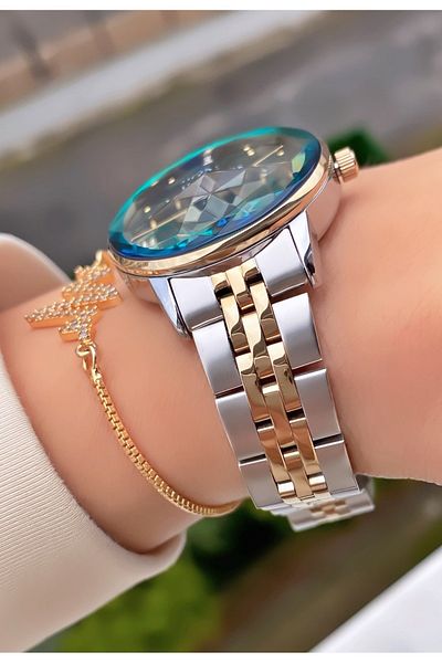 Homies Yellow Silver Colored Waterproof Women's Wristwatch and Bracelet Gift