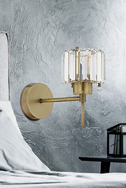 Apliqa Sadem Eskitme Kristal Taşlı Duvar Lambası Yatak Odası-Yatak Başı-Salon için Aplik