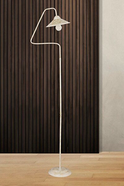 Apliqa Helga Beyaz Patinalı Dekoratif Tasarım Retro Modern Metal Lambader