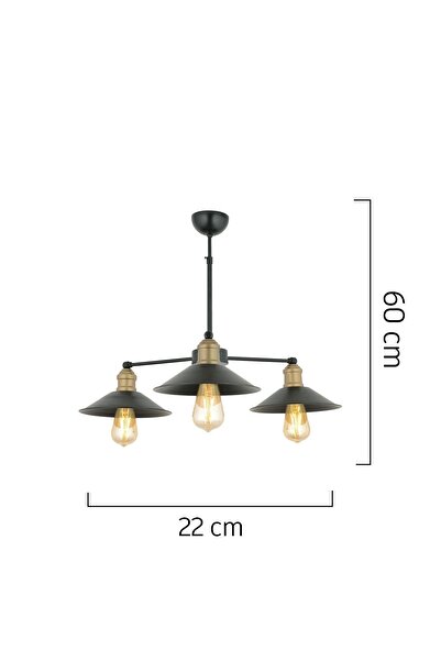 Apliqa Yanko 3 Lü Siyah Eskitme Yukarı Bakar Modern Sarkıt Genç OdasıYatak odası Retro Salon Avize