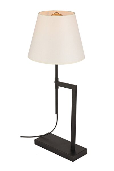 Apliqa Favla Beyaz Şapkalı Siyah Masa Lambası Modern Tasarım Ayarlanabilir Abajur