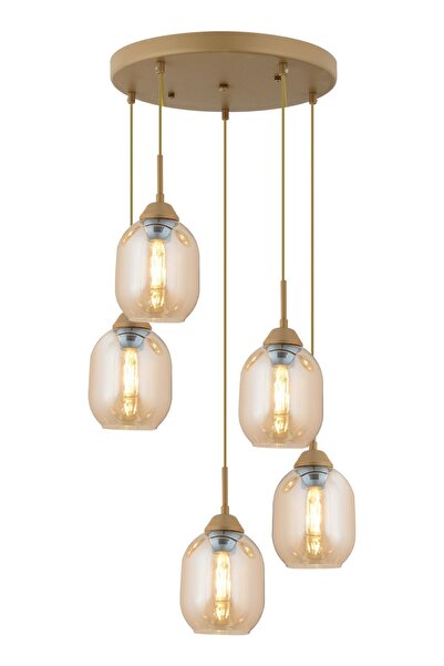 Apliqa Hierro 5 Li Yuvarlak Eskitme Modern Salon Avize