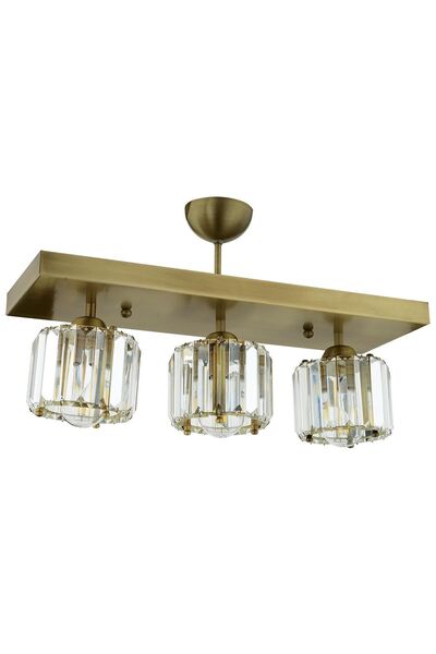 Apliqa Sabrina 3 Lü Sıralı Eskitme Plafonyer Kristalli Taşlı Modern Tasarım Kristal Salon Avize