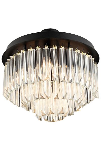 Apliqa Nilay Siyah Kristalli Taşlı Modern Tasarım Kristal Salon Avize