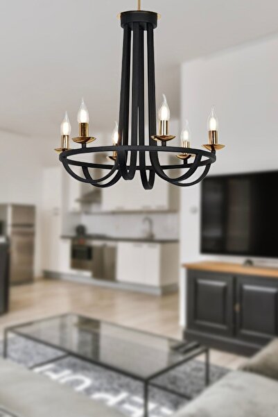 Apliqa Penelope Siyah 6 Lı Modern Genç Odası Yatak Odası Retro Salon Avize