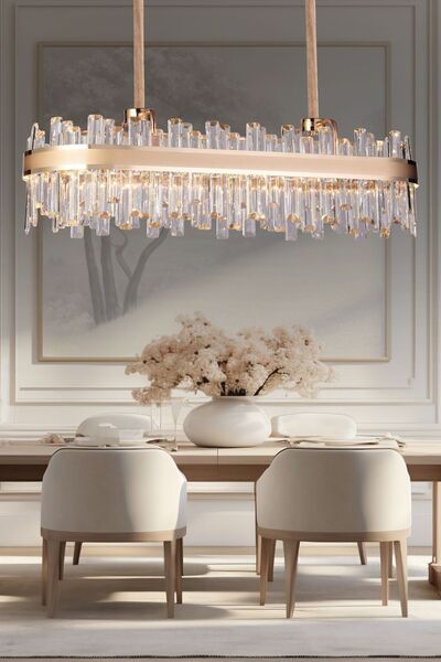 Apliqa Diandra Gold Kaplamalı Yemek Masa Üstü 44 Watt Led Sarkıt Modern Salon...