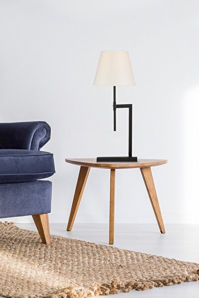 Apliqa Favla Beyaz Şapkalı Siyah Masa Lambası Modern Tasarım Ayarlanabilir Abajur