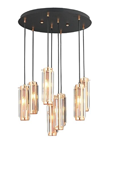 Apliqa Natali 8Li Sarkıt Bakır Modern Genç Odası Mutfak Salon Sarkıt Avize