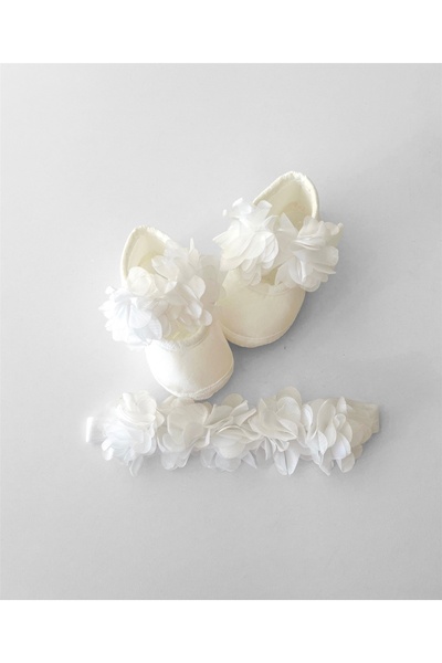 Baby Girl Floral Crown  Newborn Gift, Headband Mevlut Shoes 2pcs Set