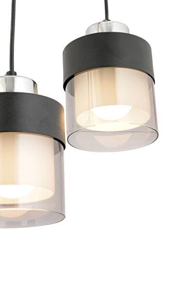 Apliqa Boris 5 Li Sıralı Siyah-krom Sarkıt Modern Genç Odası Mutfak Salon Sarkıt Avize