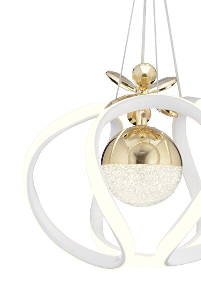 Apliqa Pelin Tekli Beyaz Gold 3 Renkli 40 Watt Ledli Modern Oturma Odası, Koridor, Salon Led Avize