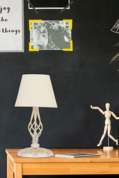 Apliqa Lupin Beyaz Şapkalı Beyaz Masa Lambası Modern Tasarım Salon-Yatak Odası Abajur