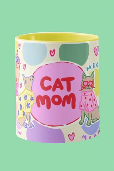 Hello Melody Design Mug "CAT MOM" from Hello Melody mug series - Original design digital printing mug 9.5x8 cm