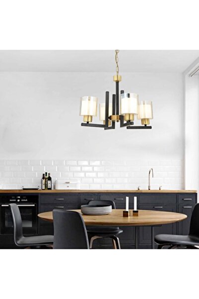 Apliqa Tisse 4 Lü Eskitme Siyah Modern Yatak Odası Mutfak Oturma Odası Salon Avize