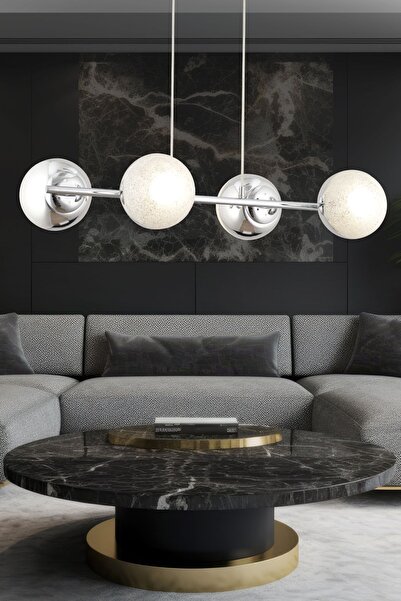 Apliqa BERCA 4LÜ KROM AVİZE Modern Mutfak Yemek Masası Üstü Yatak odası Salon Avize