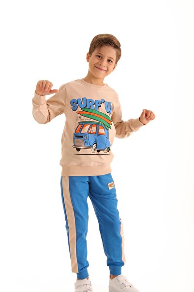 Perendi Cotton Surf up Printed Double Suit for Boy - Blue