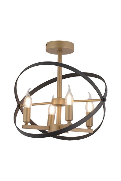 Apliqa Caliope 4'lü Siyah Eskitme Modern Salon Kafe Restoran Için Uygun, Salon Avize