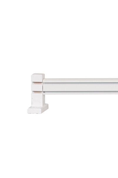 BonicasaArt Ahşap Başlıklı 2 Kanallı Alüminyum Dekoratif Ray Korniş Modern Rustik Beyaz