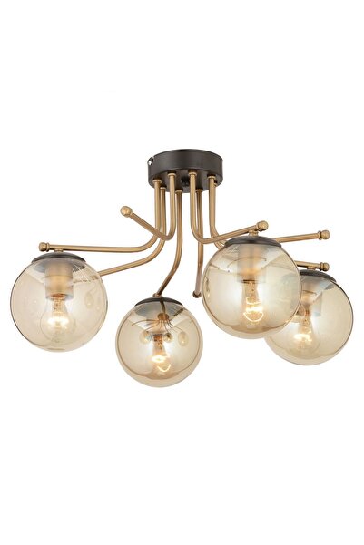 Apliqa Edin 4Lü Siyah Eskitme Bal Camlı Modern Genç Odası Yatak Odası Salon Avize