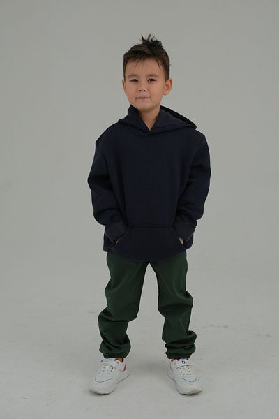 CALEMORE Unisex Light Navy Blue Hooded Children's Sweatshirt with Pockets