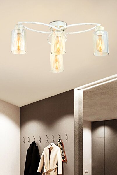 Apliqa Erkin 4 Lü Bal Camlı Beyaz Modern Genç Odası Mutfak Salon Avize