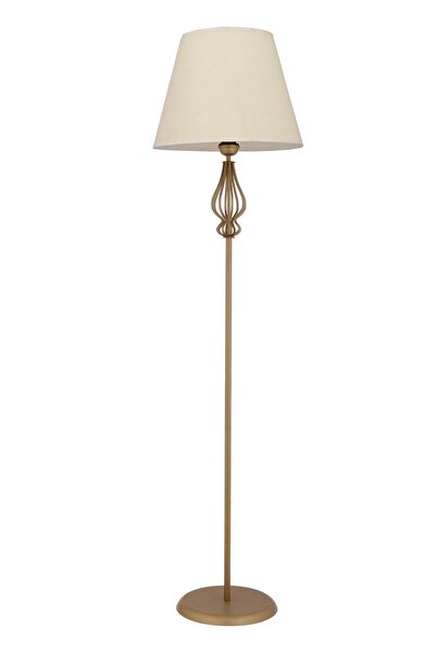 Apliqa Hefina Beyaz Şapkalı Eskitme Modern Tasarım Ayaklı Abajur Lamba Metal Lambader