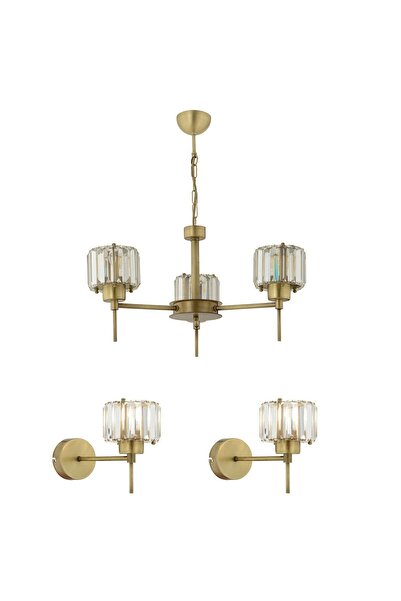 Apliqa Sadem 3 Lü Eskitme 3 Parça Kristalli Taşlı Modern Tasarım Kristal Salo...