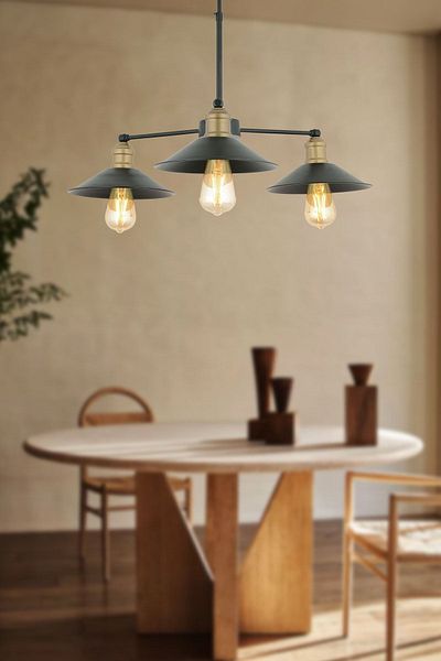 Apliqa Yanko 3-Piece Black Antique Downward Facing Modern Pendant Lamp Young Room Bedroom Retro Living Room Chandelier