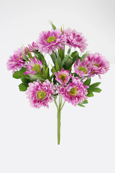 Yapay Çiçek Deposu زهرة صناعية 10 رؤوس جربر باقة 30 سم بنفسجي