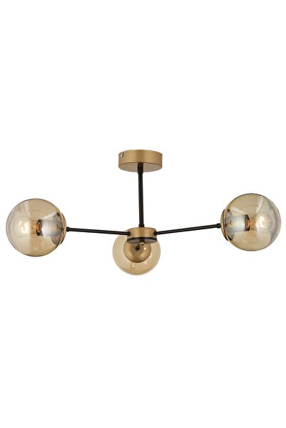 Apliqa Nide 3Lü Siyah Eskitme Bal Camlı Modern Genç Odası Yatak Odası Retro Salon Avize