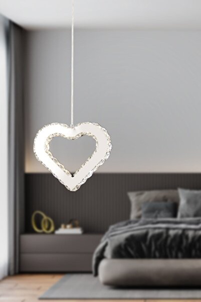 Apliqa Evin Kalp Krom Kaplamalı Kristalli Taşlı Modern Tasarım  Kristal  Salon Avize