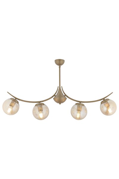 Apliqa Germaine 4'lü Sıralı Eskitme Bal Camlı Modern Oturma Odası Salon Avize