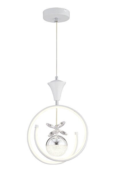 Apliqa Mengü Tekli Beyaz Krom 3 Renkli 30 Watt Ledli Modern Oturma Odası, Koridor, Salon Led Avize