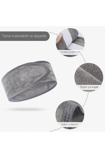 Mokita Home Βαμβακερή αθλητική ζώνη μαλλιών - Κεφαλόδεσμος μακιγιάζ με απλή μπούκλα και ταινία Velcro