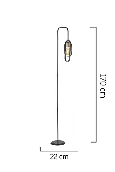 Apliqa Koza Siyah Eskitme Modern Tasarım Retro Metal Lambader