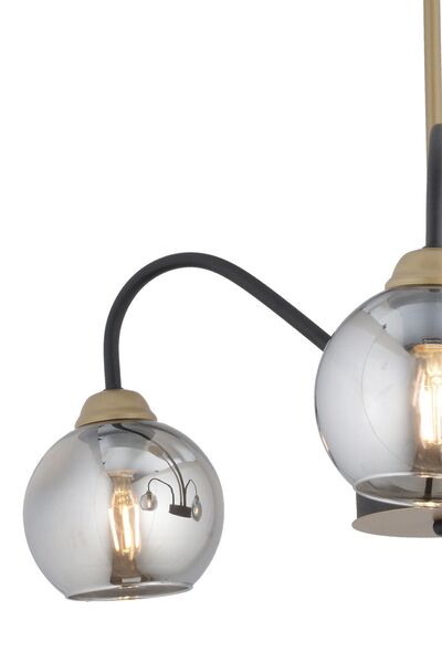 Apliqa Ulrika 3'lü Siyah Eskitme Füme Camlı Modern Mutfak Yatak Odası Salon Avize